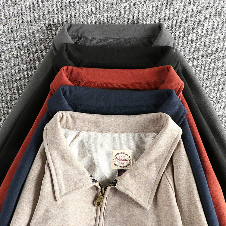 GorgeousBen Men's British Vintage Half Zip Lapel Sweatshirt