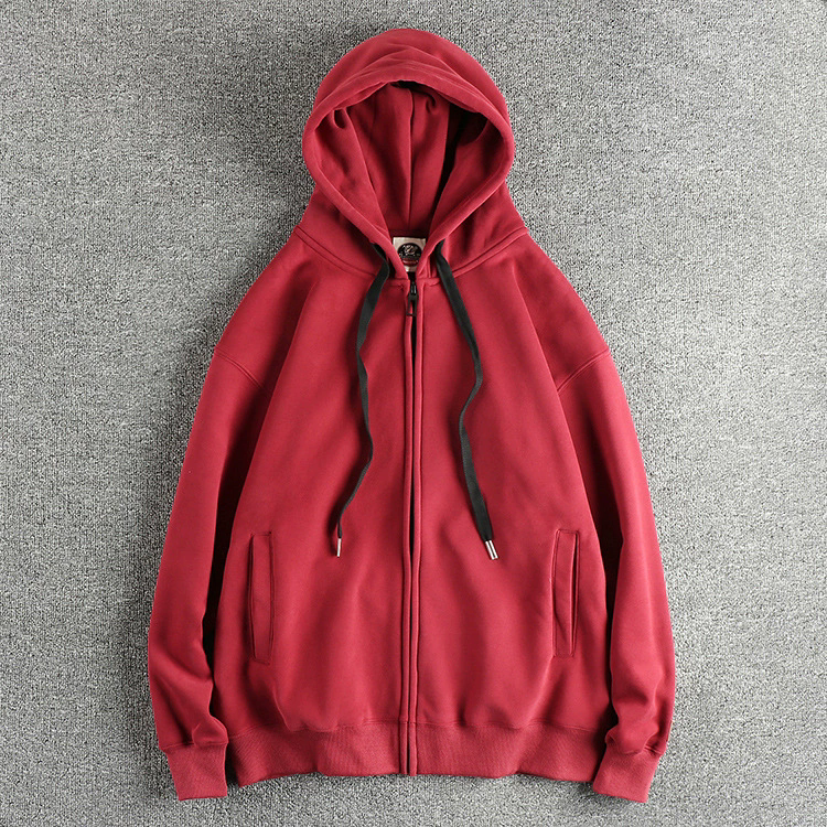 GorgeousBen Men's 450G Heavyweight Polar Fleece American Vintage Zip Up Hoodie