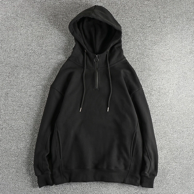 GorgeousBen 500G Heavyweight Fleece Hooded Half Zip Men's Hoodie Casual Sweatshirt