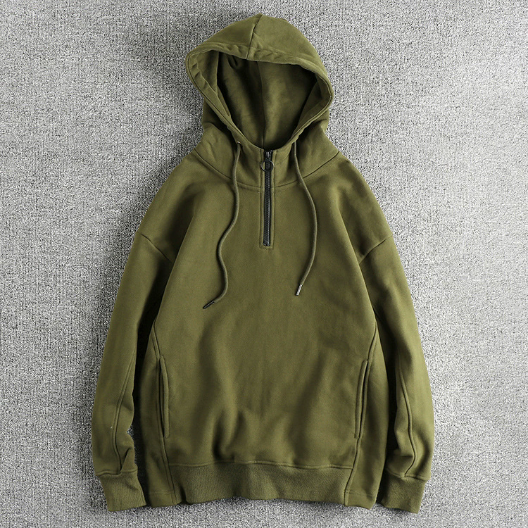 GorgeousBen 500G Heavyweight Fleece Hooded Half Zip Men's Hoodie Casual Sweatshirt
