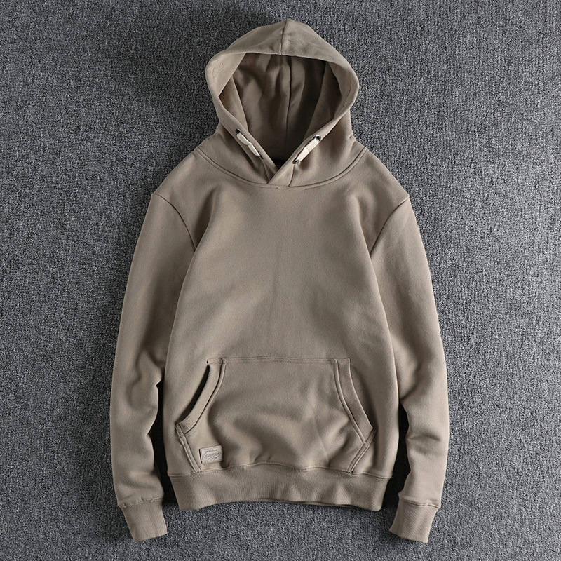 GorgeousBen 400G Heavyweight Fleece French Terry Hoodie Men's Vintage Solid Casual Sweatshirt