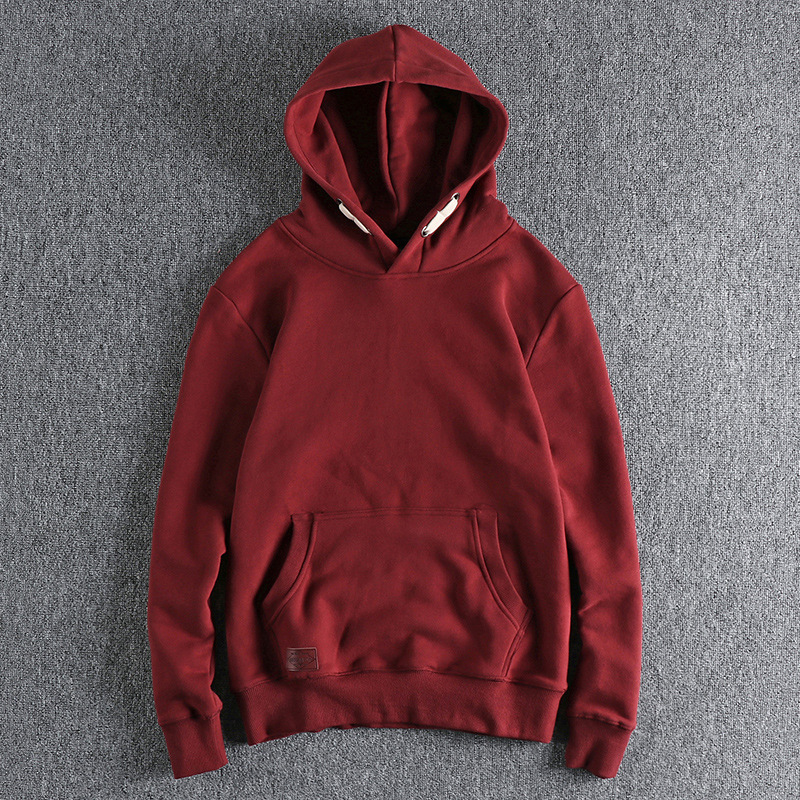 GorgeousBen 400G Heavyweight Fleece French Terry Hoodie Men's Vintage Solid Casual Sweatshirt