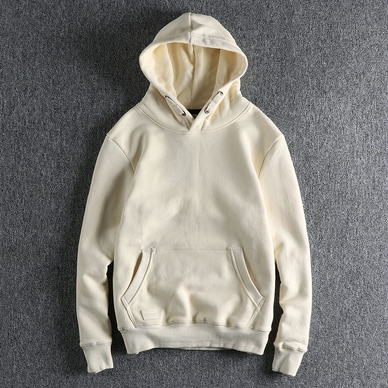 GorgeousBen 400G Heavyweight Fleece French Terry Hoodie Men's Vintage Solid Casual Sweatshirt