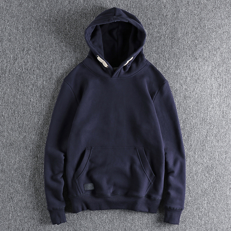 GorgeousBen 400G Heavyweight Fleece French Terry Hoodie Men's Vintage Solid Casual Sweatshirt