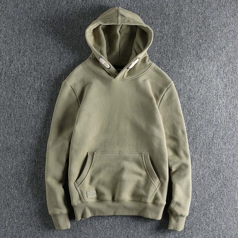 GorgeousBen 400G Heavyweight Fleece French Terry Hoodie Men's Vintage Solid Casual Sweatshirt