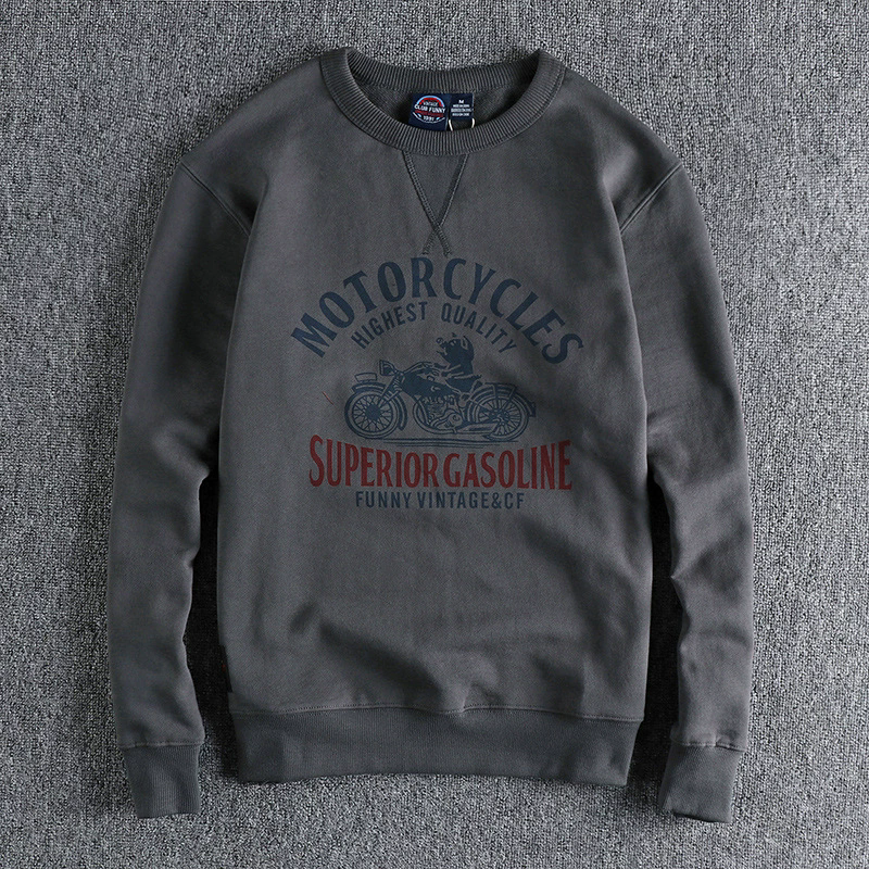 GorgeousBen 420G Heavyweight Fleece Lined Men's Crew Neck Sweatshirt Funny Motorcycle Pig Print