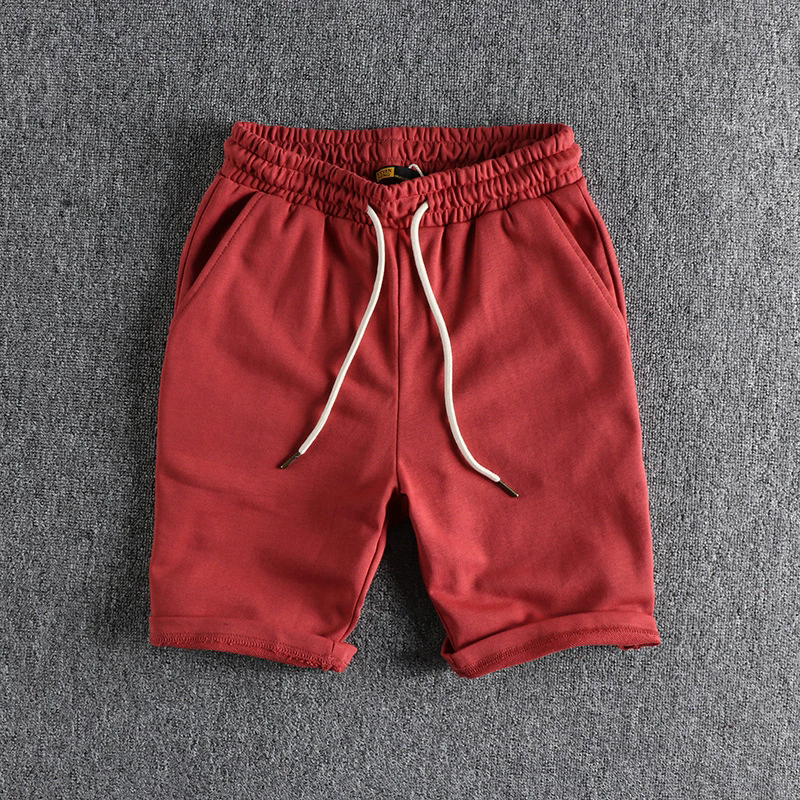 GorgeousBen Men's Solid Basic Casual Shorts Garment Washed French Terry Summer Knee Length Shorts