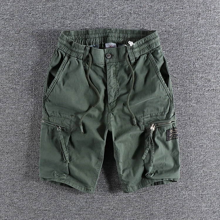 GorgeousBen Men's Summer Garment Dyed Cargo Shorts Distressed Euro American Streetwear Knee Length Casual Pants