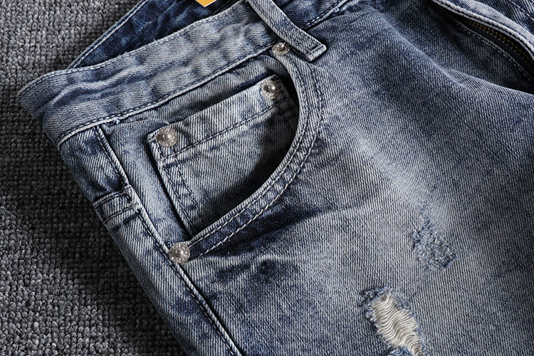 GorgeousBen Men's Summer Vintage Distressed Denim Shorts Whiskering Ripped Loose Fit Knee Length Streetwear
