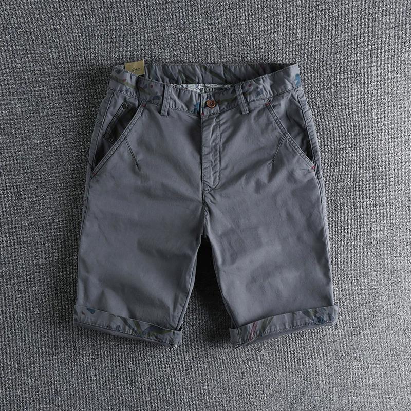 GorgeousBen Men's Summer Casual Shorts Minimalist Print Washed Distressed Slim Straight Stretchy Knee Length Versatile