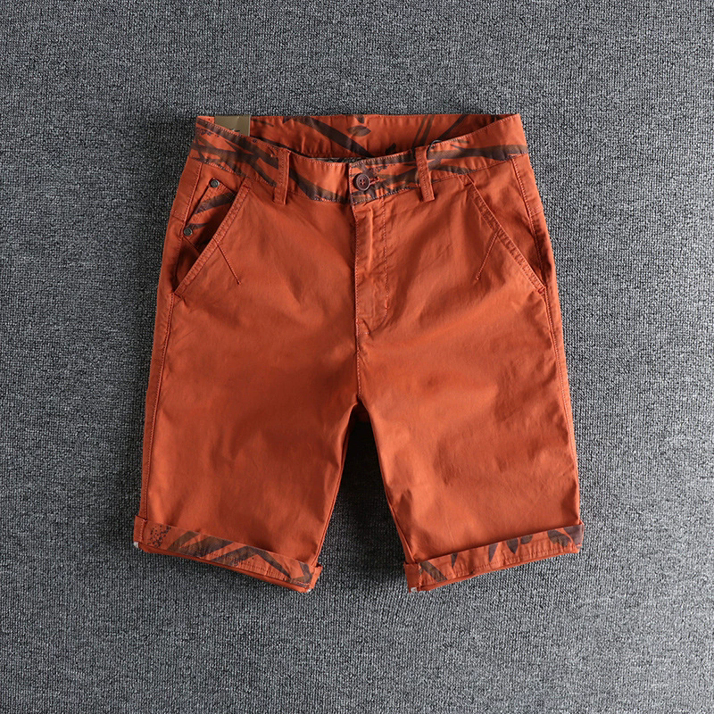 GorgeousBen Men's Summer Casual Shorts Minimalist Print Washed Distressed Slim Straight Stretchy Knee Length Versatile