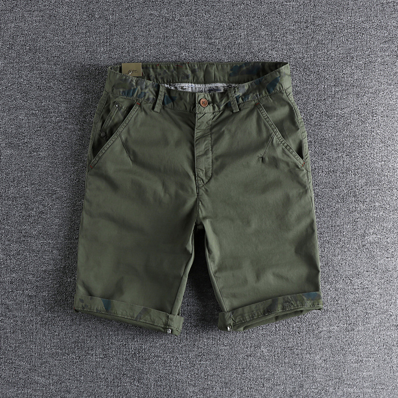 GorgeousBen Men's Summer Casual Shorts Minimalist Print Washed Distressed Slim Straight Stretchy Knee Length Versatile