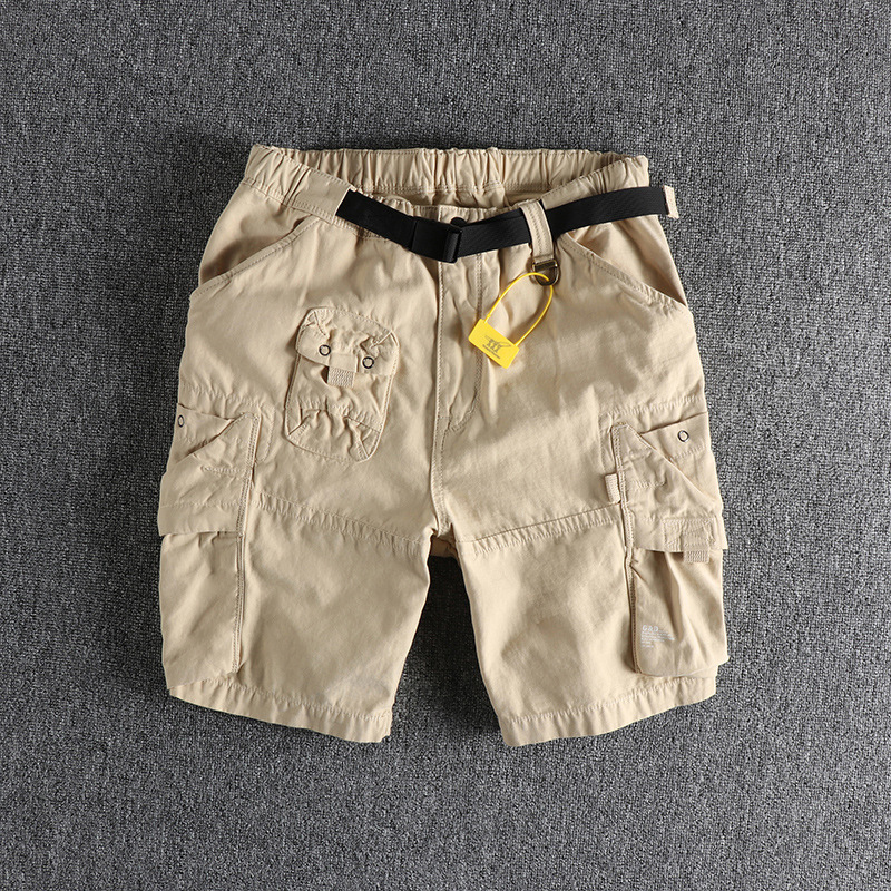 GorgeousBen Men's Summer Tough Guy Style Cargo Shorts Washed Distressed 3D Pockets Knee Length Trendy
