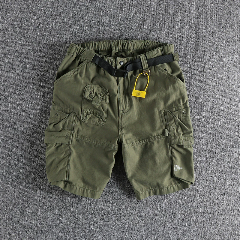 GorgeousBen Men's Summer Tough Guy Style Cargo Shorts Washed Distressed 3D Pockets Knee Length Trendy