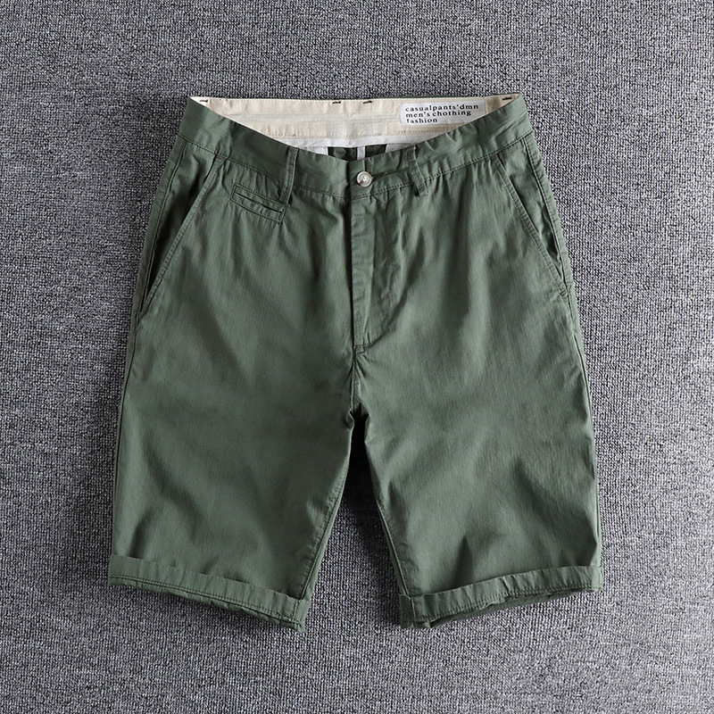 GorgeousBen Men's Summer New Arrival Casual Shorts Slight Stretch Washed Solid Color Relaxed Straight Daily Versatile Knee Length