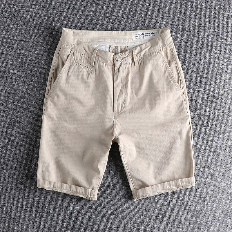 GorgeousBen Men's Summer New Arrival Casual Shorts Slight Stretch Washed Solid Color Relaxed Straight Daily Versatile Knee Length
