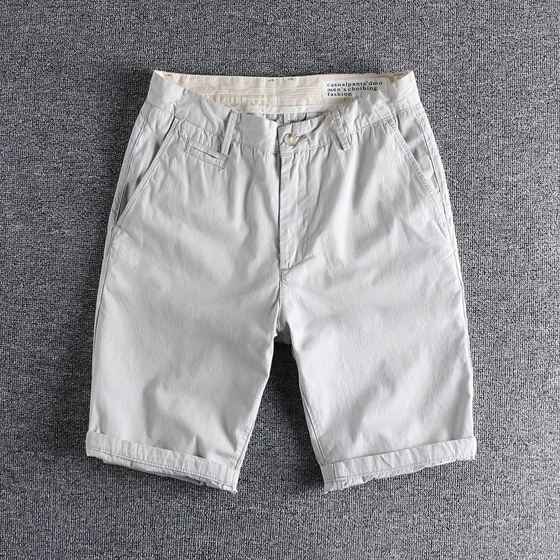 GorgeousBen Men's Summer New Arrival Casual Shorts Slight Stretch Washed Solid Color Relaxed Straight Daily Versatile Knee Length