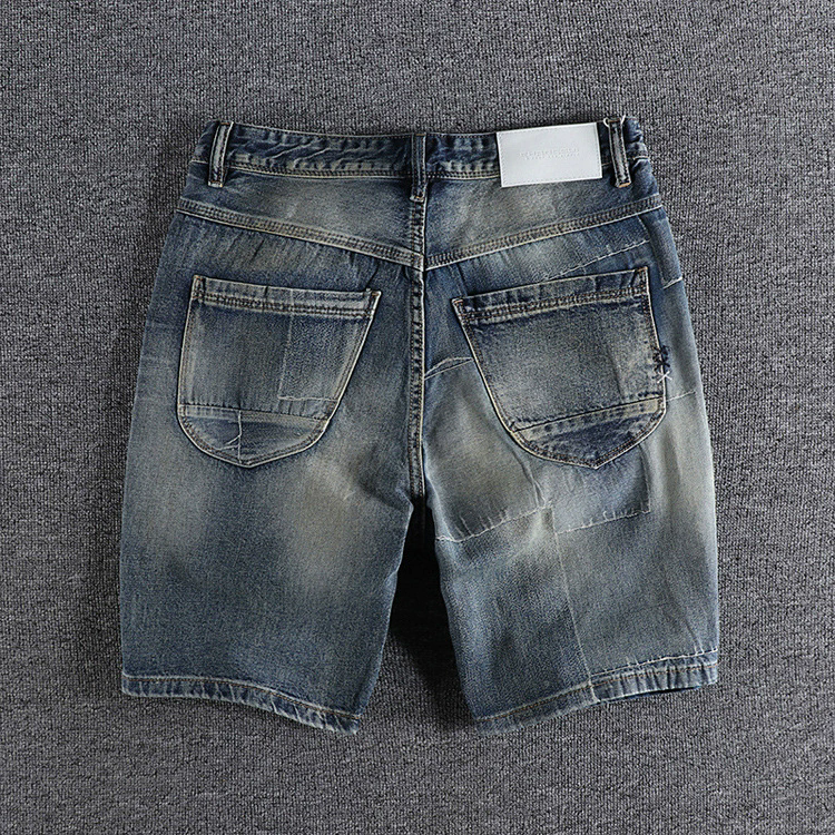 GorgeousBen Men's Summer New Arrival Denim Shorts Ripped Relaxed Straight Multi-pockets Knee Length Loose Fit