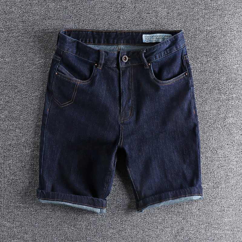 GorgeousBen Men's Minimalist Raw Denim Shorts Mid-Rise Knee-Length with Stitching Detailing Summer Fashion