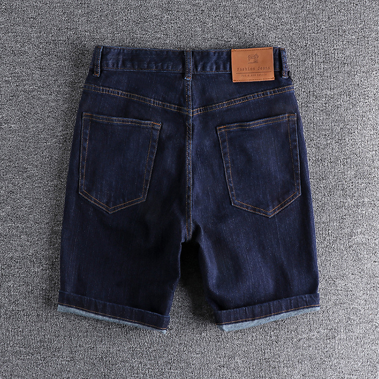 GorgeousBen Men's Minimalist Raw Denim Shorts Mid-Rise Knee-Length with Stitching Detailing Summer Fashion
