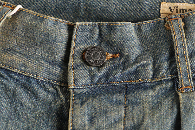 GorgeousBen Men's Vintage Washed Distressed Denim Shorts Three-Dimensional Cut Loose Straight Fit Five-Pocket Knee-Length