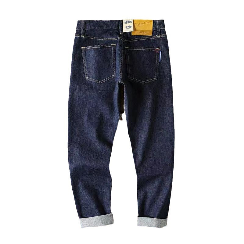 GorgeousBen New Red Selvedge Denim Jeans Men High-Density Vintage Streetwear Slim Straight Fit Pants