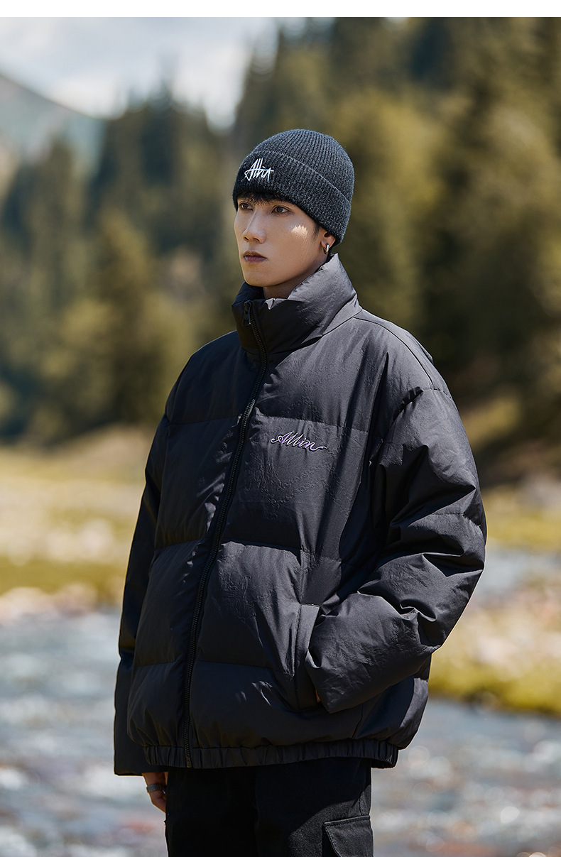GorgeousBen Men's Winter New White Duck Down Jacket American Trendy Thick Warm Stand Collar Puffer Coat