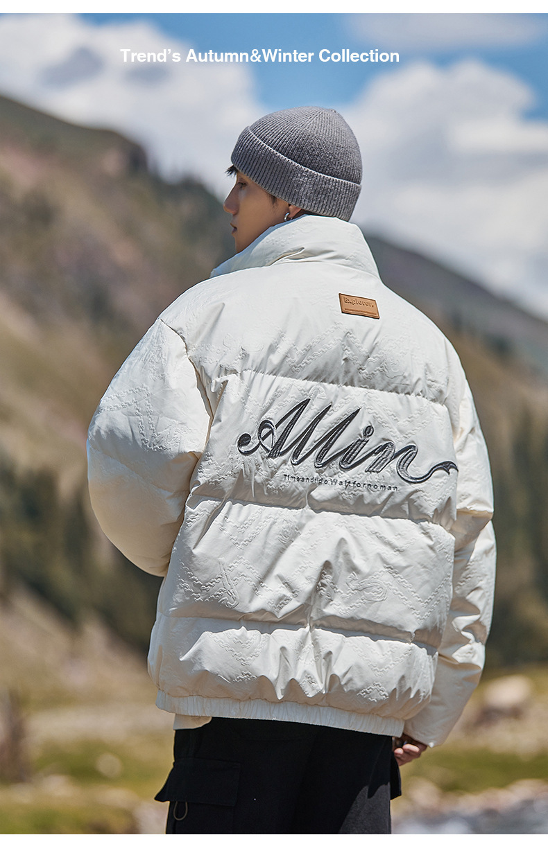 GorgeousBen Men's Winter New White Duck Down Jacket American Trendy Thick Warm Stand Collar Puffer Coat