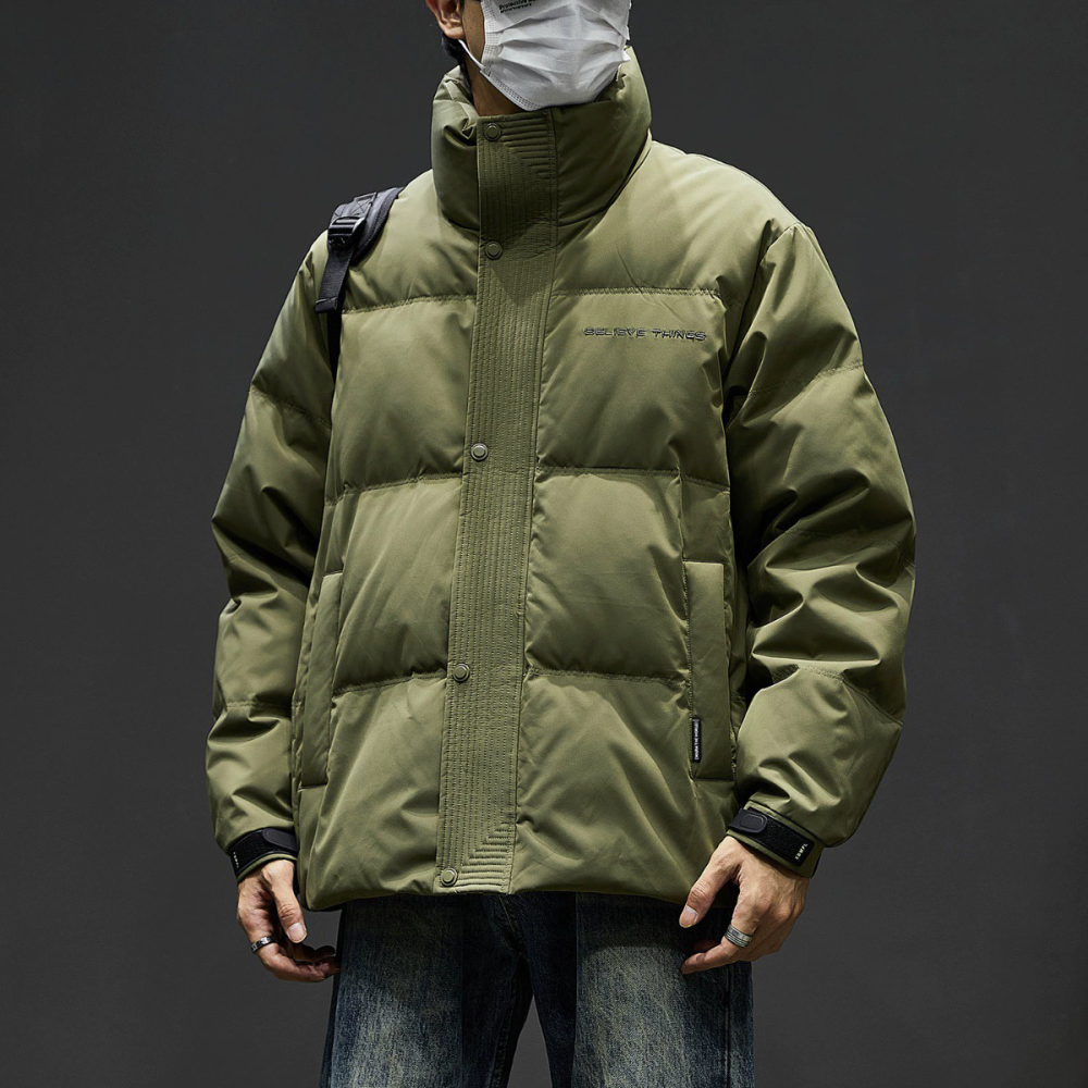 GorgeousBen  Men's Winter New Black Down Jacket Stand Collar Short Duck Down Thick Warm Puffer Coat