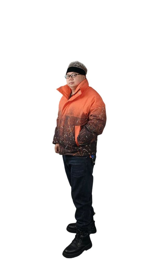 GorgeousBen Custom Winter Digital Gradient Splash Paint Down Jacket Men Women Streetwear Thickened White Duck Down Work Coat