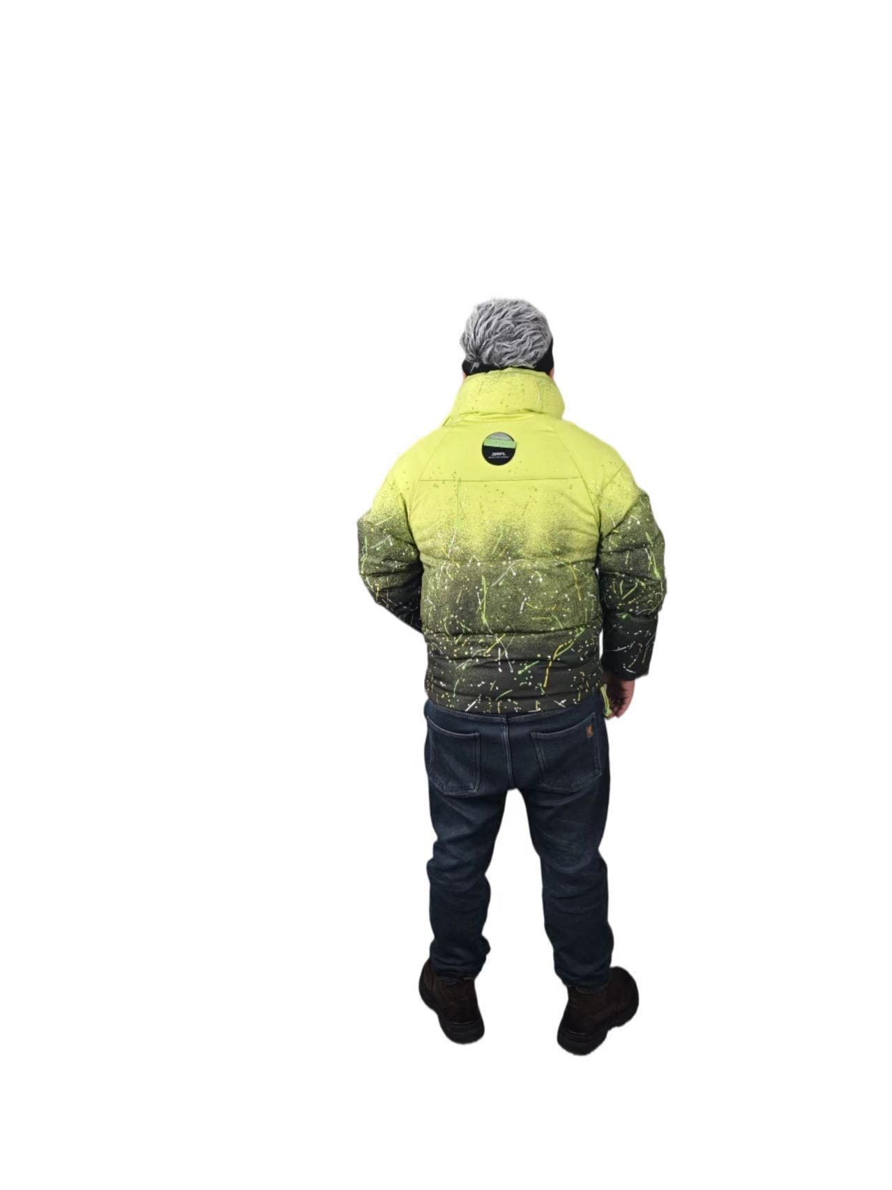 GorgeousBen Custom Winter Digital Gradient Splash Paint Down Jacket Men Women Streetwear Thickened White Duck Down Work Coat