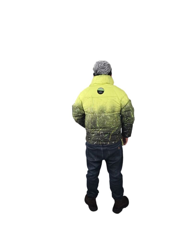GorgeousBen Custom Winter Digital Gradient Splash Paint Down Jacket Men Women Streetwear Thickened White Duck Down Work Coat