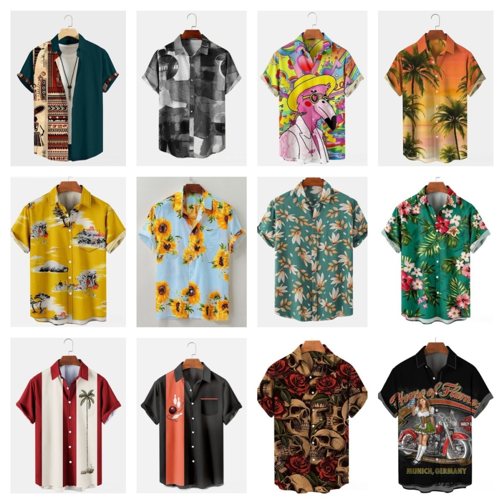 GorgeousBen Men's Casual Short Sleeve Shirt, Spring Autumn Fashion Shirt, Turn-Down Collar Shirt, Men's Fashion Casual Shirt
