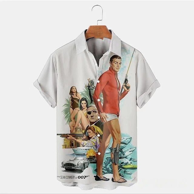 GorgeousBen New Men's Short Sleeve Shirt 3D Digital Print Fashion Trendy Casual Turn-Down Collar Floral Shirt