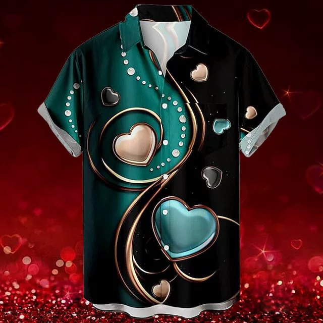 GorgeousBen New Men's Short Sleeve Shirt 3D Digital Print Fashion Trendy Casual Turn-Down Collar Floral Shirt