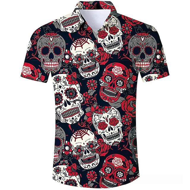 GorgeousBen New Men's Short Sleeve Shirt 3D Digital Print Fashion Trendy Casual Turn-Down Collar Floral Shirt