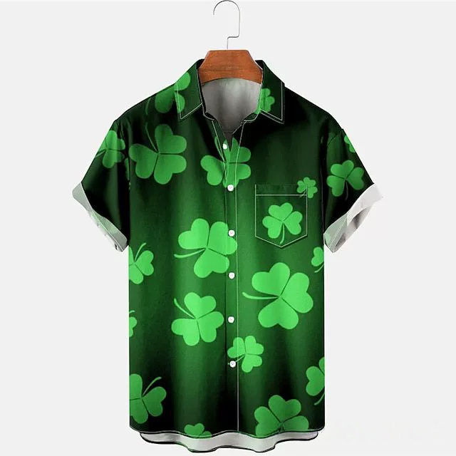 GorgeousBen New Men's Short Sleeve Shirt 3D Digital Print Fashion Trendy Casual Turn-Down Collar Floral Shirt