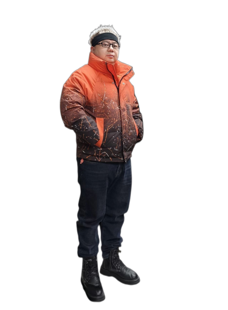 GorgeousBen Custom Winter Digital Gradient Splash Paint Down Jacket Men Women Streetwear Thickened White Duck Down Work Coat