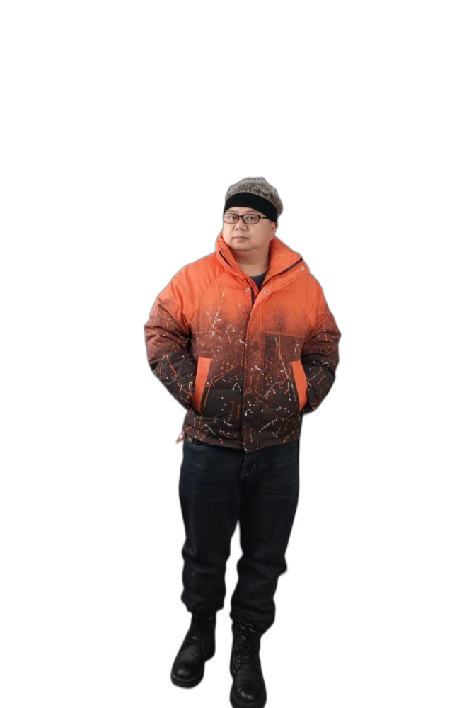 GorgeousBen Custom Winter Digital Gradient Splash Paint Down Jacket Men Women Streetwear Thickened White Duck Down Work Coat