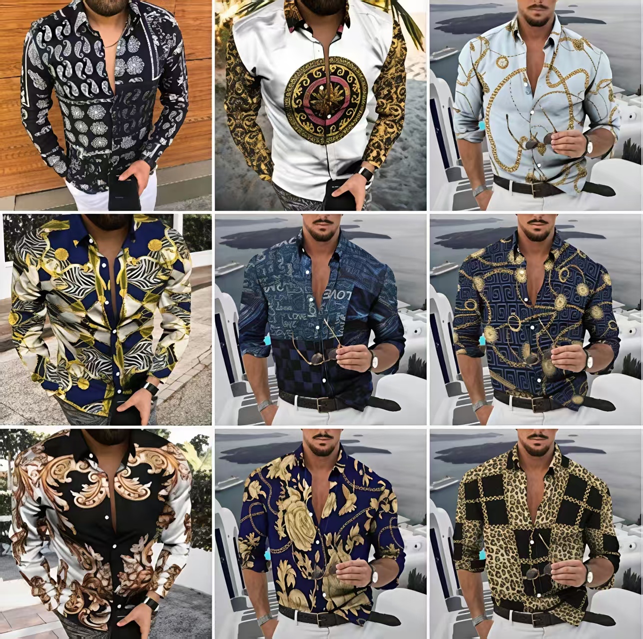 GorgeousBen Wholesale Men's Fashion Printed Long Sleeve Shirts | Factory Direct