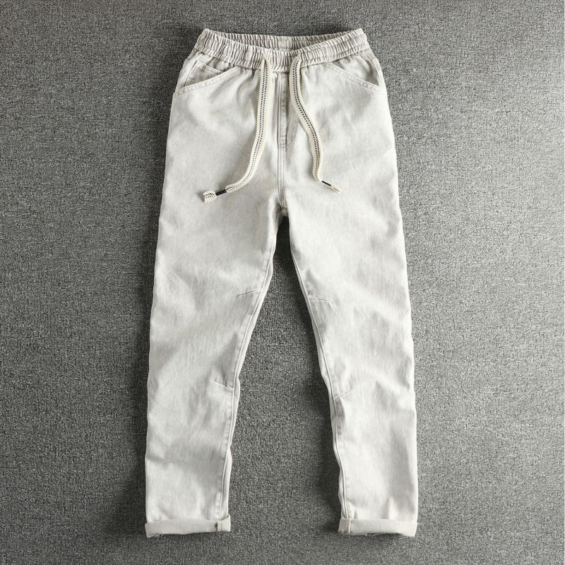 GorgeousBen Men's Long Staple Cotton Heavy Wash Vintage Jeans, Loose Straight Leg Tall Slim Trendy All-Match Long Pants