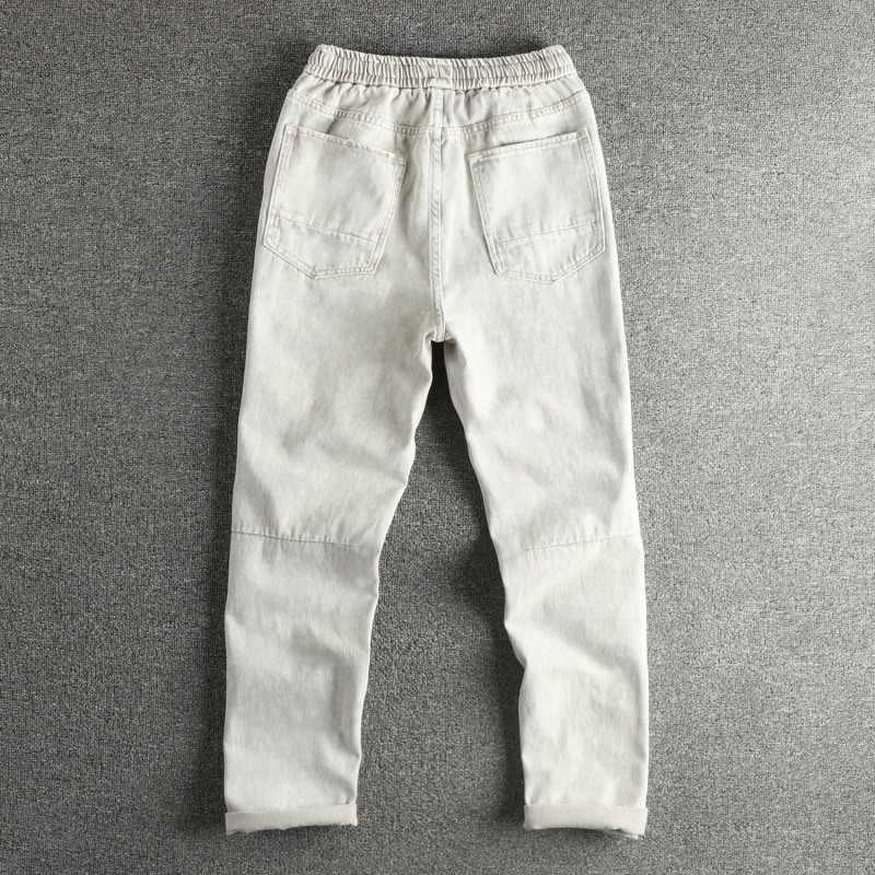 GorgeousBen Men's Long Staple Cotton Heavy Wash Vintage Jeans, Loose Straight Leg Tall Slim Trendy All-Match Long Pants