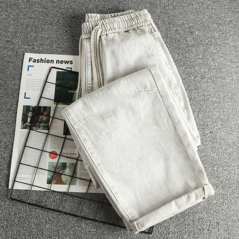 GorgeousBen Men's Long Staple Cotton Heavy Wash Vintage Jeans, Loose Straight Leg Tall Slim Trendy All-Match Long Pants