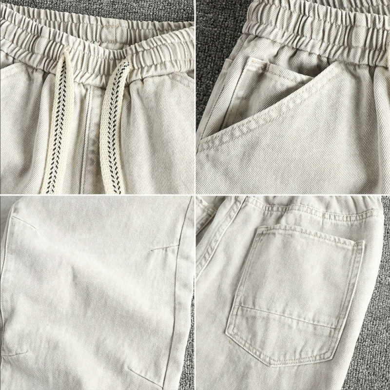 GorgeousBen Men's Long Staple Cotton Heavy Wash Vintage Jeans, Loose Straight Leg Tall Slim Trendy All-Match Long Pants