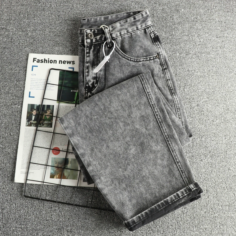 GorgeousBen long staple cotton jeans, vintage tie dye jeans, washed distressed jeans, men's loose straight jeans, black grey jeans
