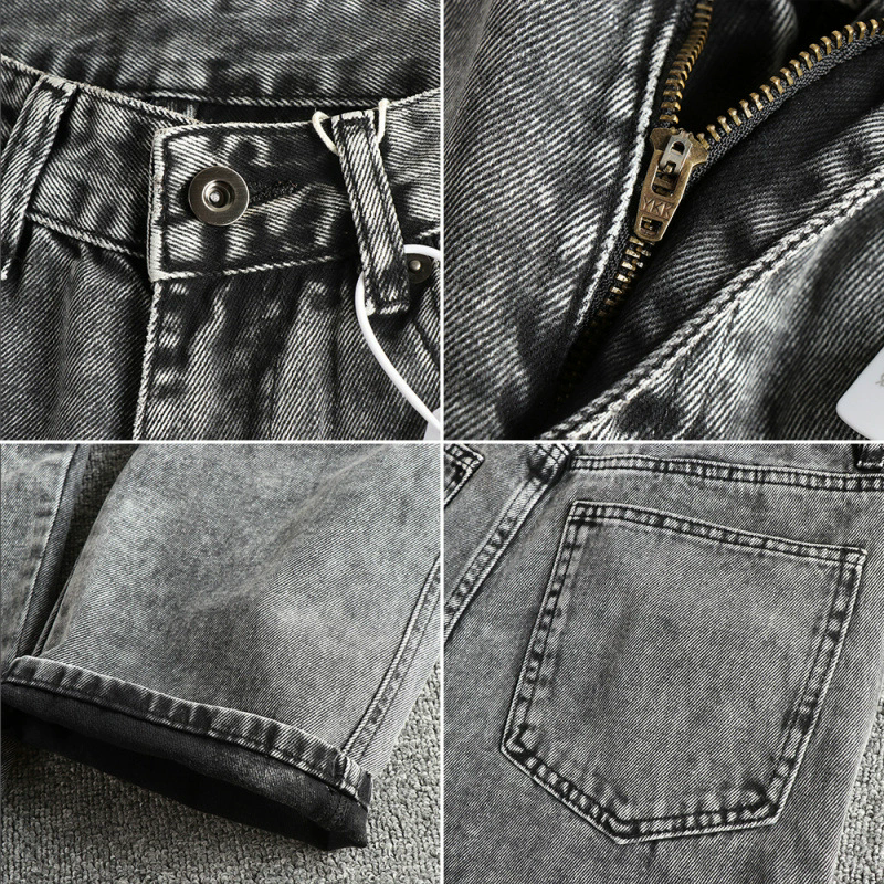 GorgeousBen long staple cotton jeans, vintage tie dye jeans, washed distressed jeans, men's loose straight jeans, black grey jeans
