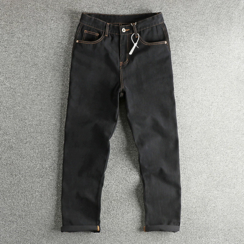 GorgeousBen Men's American Vintage Washed Black Loose Straight Jeans