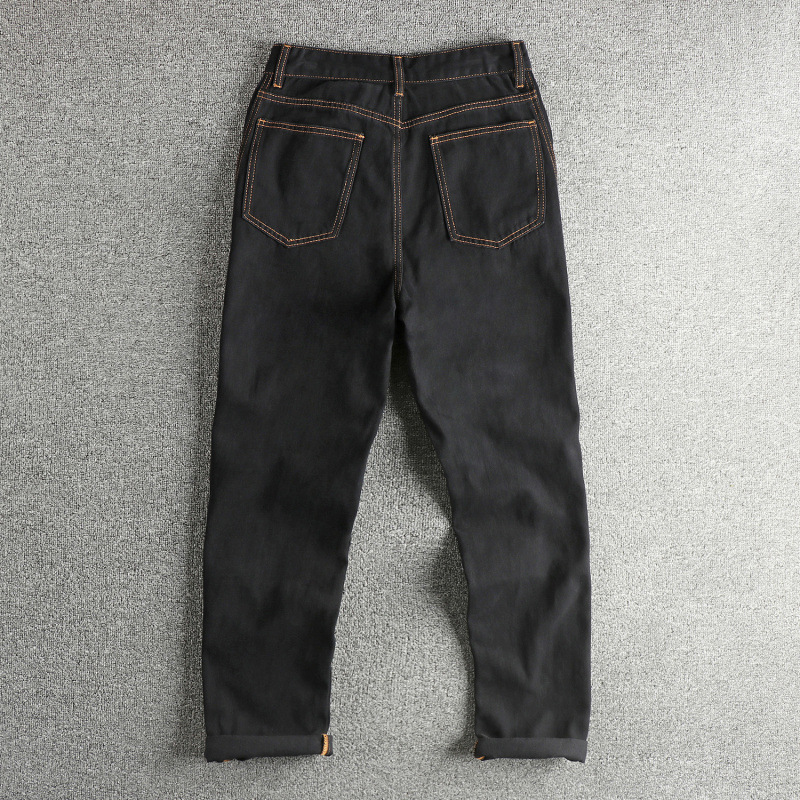 GorgeousBen Men's American Vintage Washed Black Loose Straight Jeans