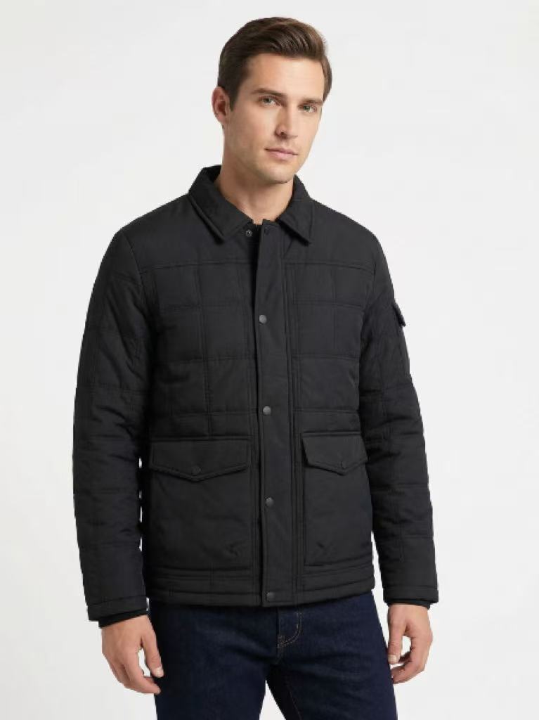 Gorgeouben Men's Winter Thickened Lapel Cotton Padded Jacket Warm Windproof Cold Proof Coat