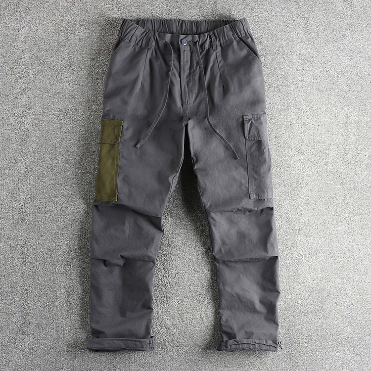 GorgeousBen  Color Block Cargo Pants - Elastic Waist Utility Trousers